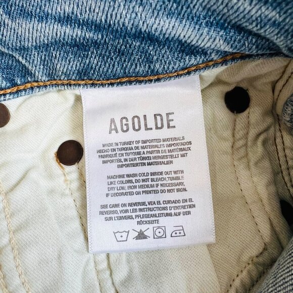 Agolde Nico Highrise crop jeans frayed hems, Blue, Size 27 L78 - Picture 9 of 11